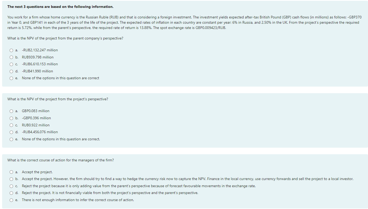 Solved The next 3 questions are based on the following | Chegg.com