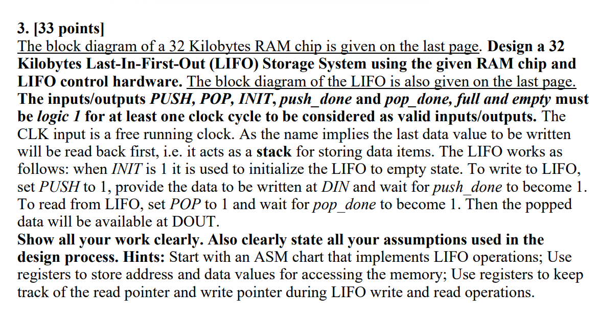 3. (33 points] The block diagram of a 32 Kilobytes