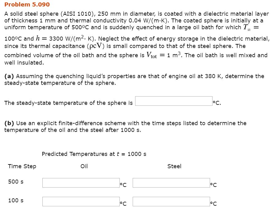 Solved Problem 5.090 A solid steel sphere (AISI 1010), 250