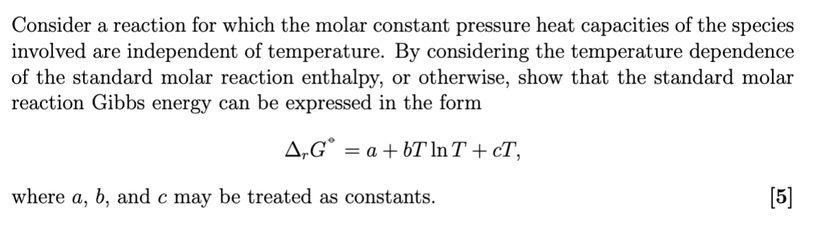 Solved Consider a reaction for which the molar constant | Chegg.com