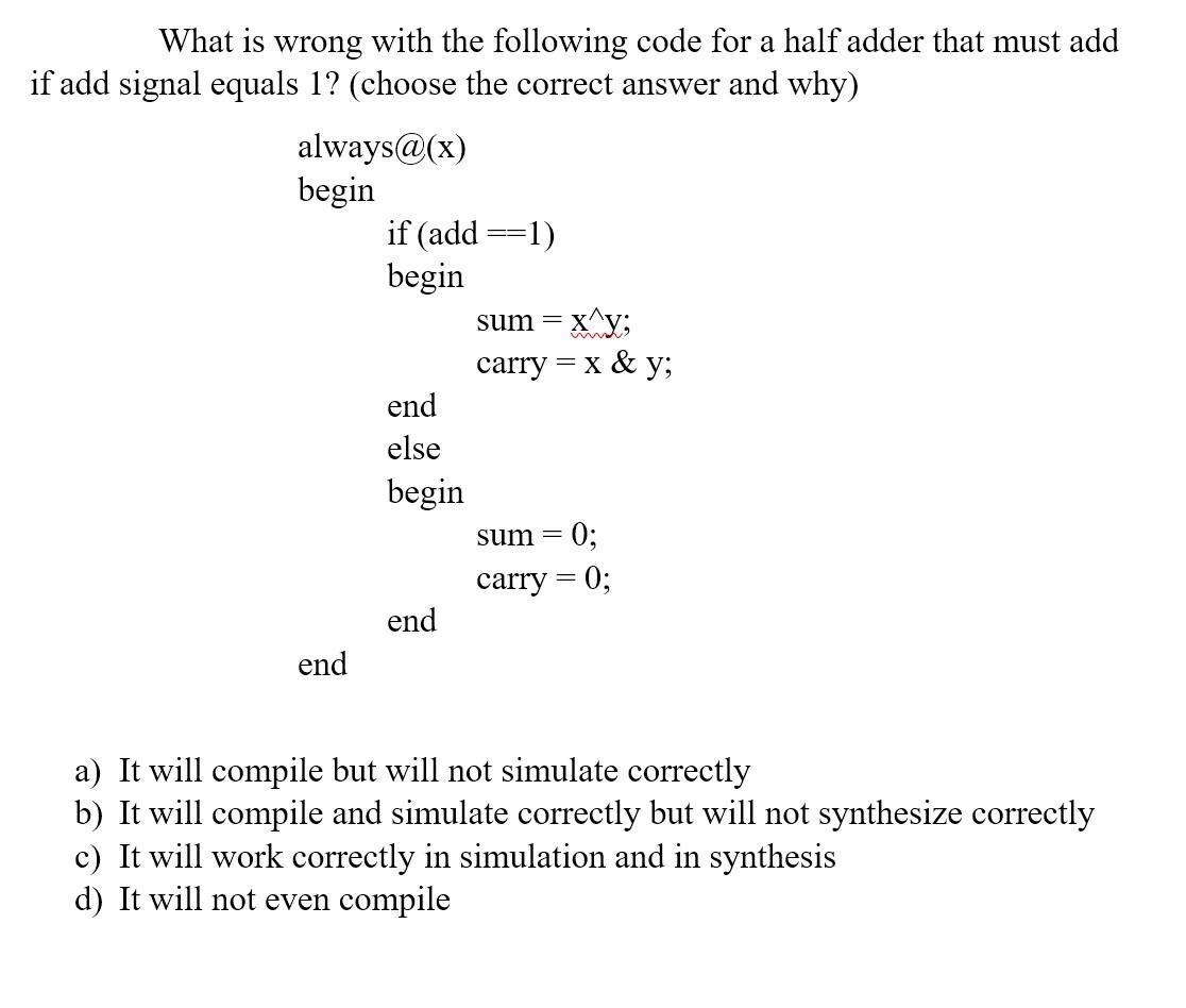Solved What is wrong with the following code for a half | Chegg.com
