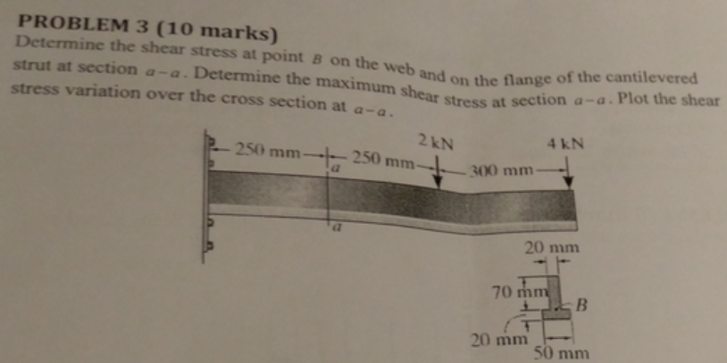 Solved Determine the shear stress at point B on the web and | Chegg.com