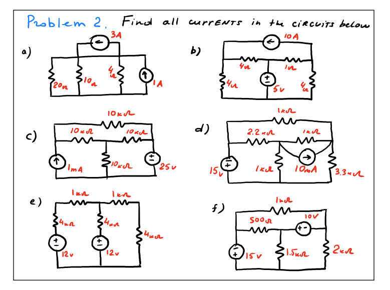 Solved Problem 2. Find All Currents In The Circuits Below A) | Chegg.com