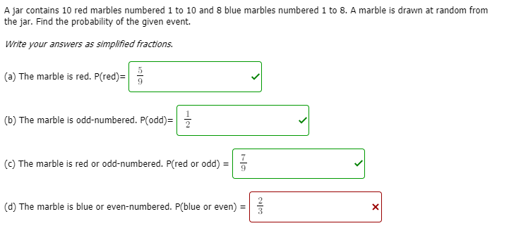 Solved A Jar Contains Red Marbles Numbered To And Chegg Com