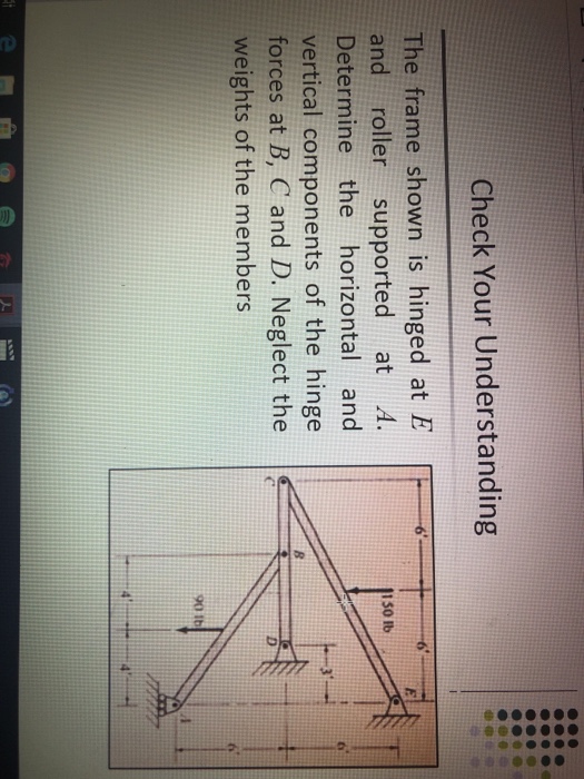 Solved Check Your Understanding The frame shown is hinged at | Chegg.com