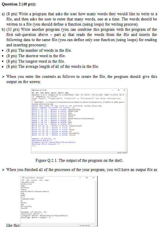 Solved Question 2 (40 pts): a) (8 pts) Write a program that | Chegg.com