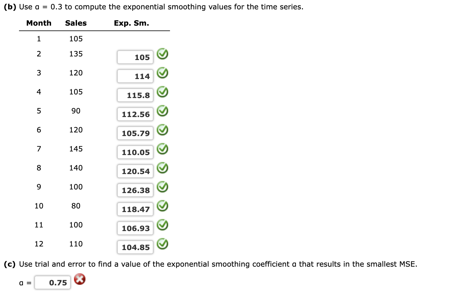 Solved (b) Use A=0.3 To Compute The Exponential Smoothing | Chegg.com