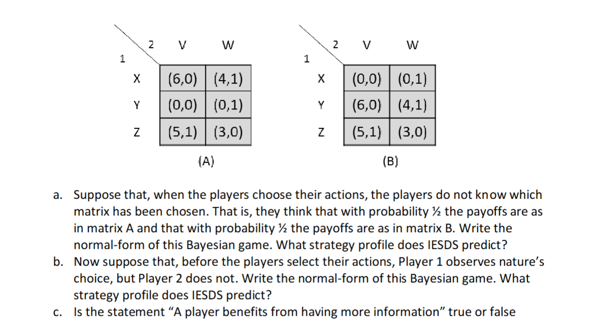 Solved Suppose That Nature Selects Normal Form Game A Or