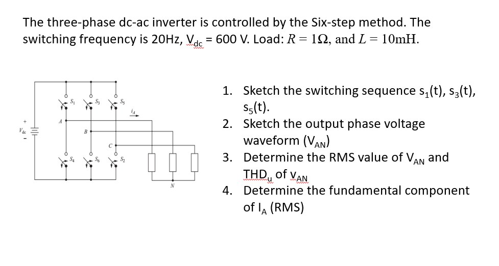 Solved The three-phase dc-ac inverter is controlled by the | Chegg.com
