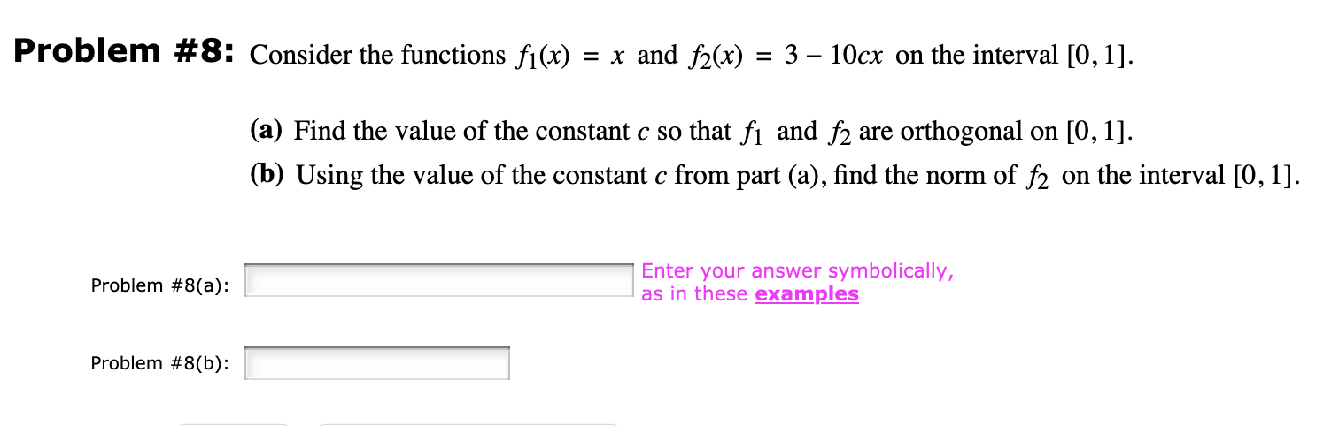Solved Problem #8: Consider the functions fi(x) = x and | Chegg.com