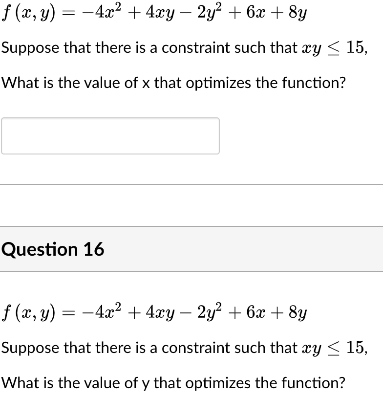 f x y )= xy 4x2 8y2 16