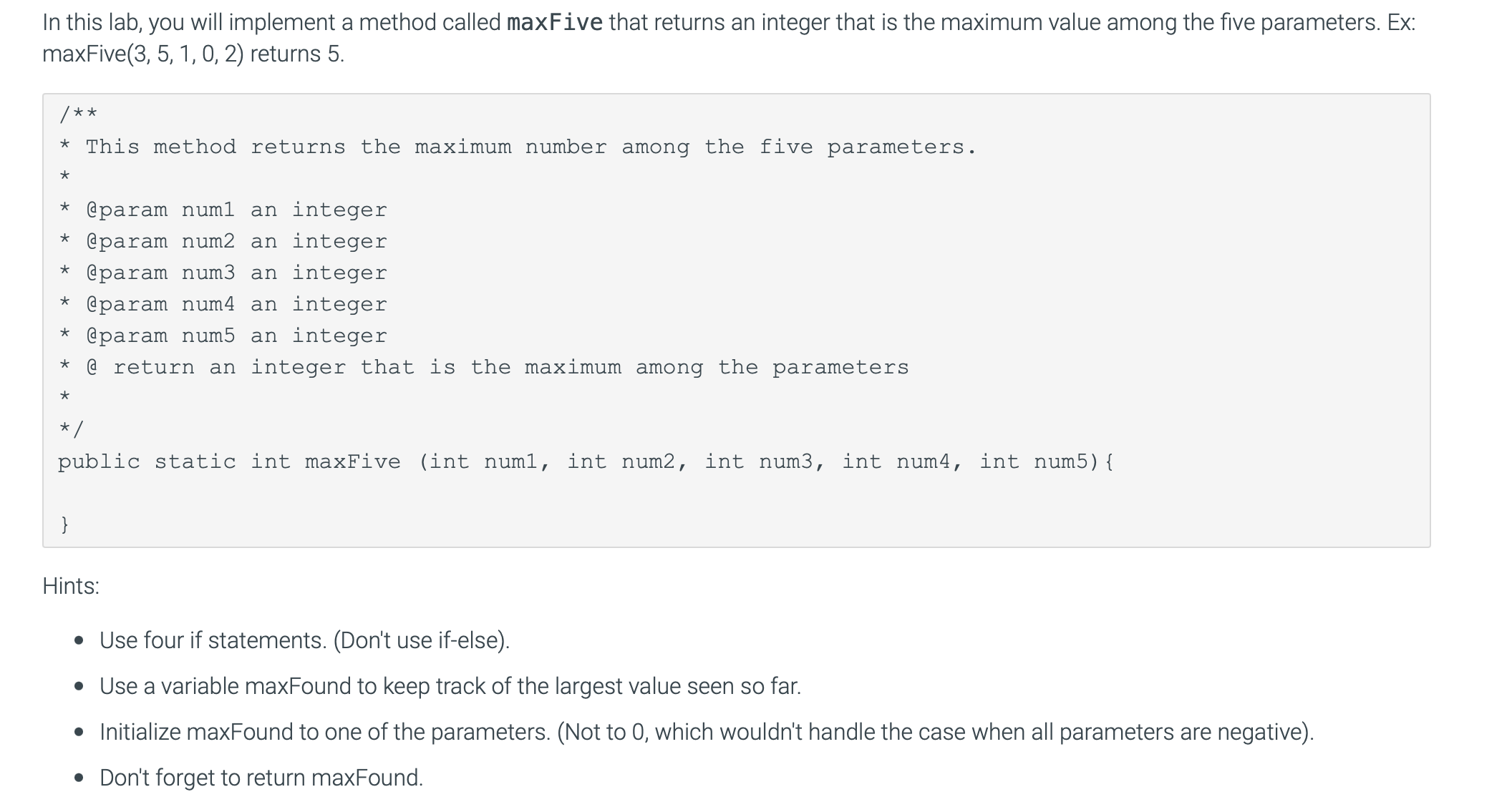 Solved In this lab, you will implement a method called | Chegg.com