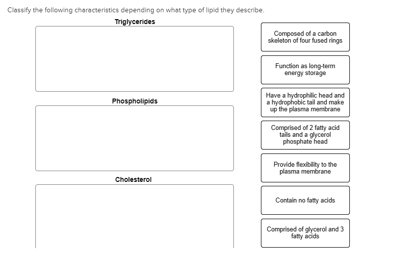 Solved Classify the following characteristics depending on