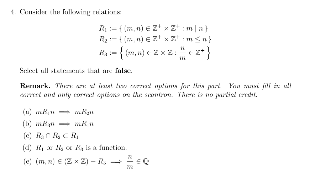 Solved 4. Consider The Following Relations: | Chegg.com