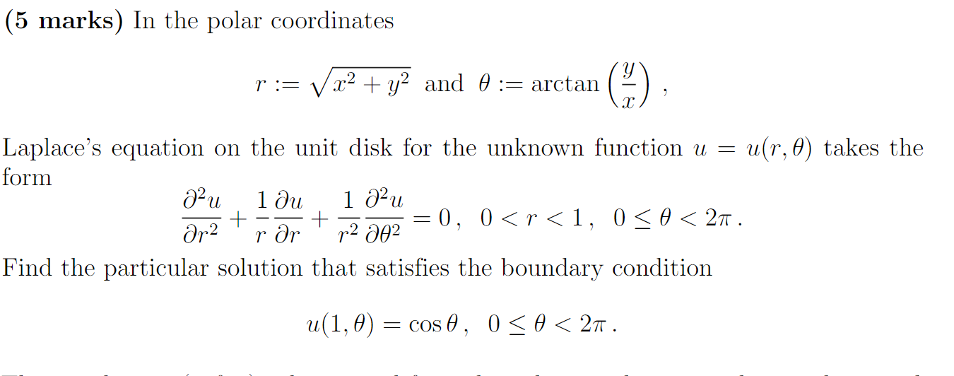 Solved (5 marks) In the polar coordinates r:= V x2 + y2 and | Chegg.com