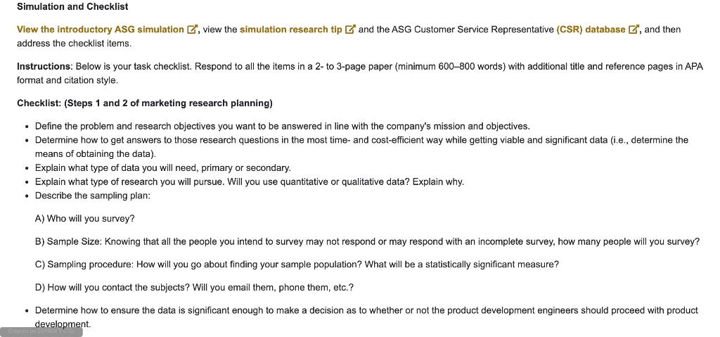 Simulation and Checklist View the introductory ASG | Chegg.com