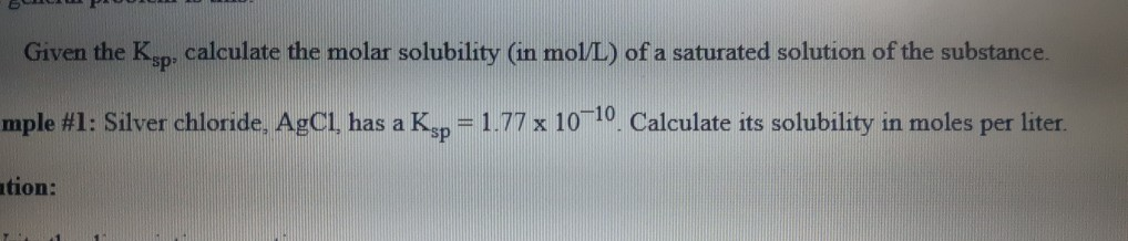 Solved Given The Ksp Calculate The Molar Solubility In Chegg Solved Given The Ksp Calculate The Molar Solubility In Chegg