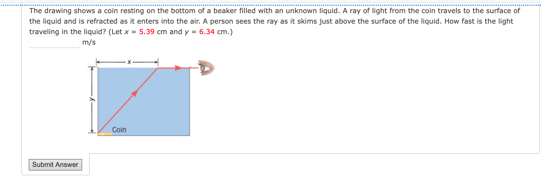 Solved The drawing shows a coin resting on the bottom of a | Chegg.com