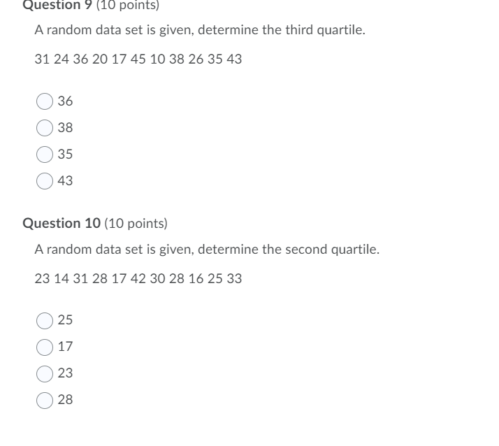 Solved Question 9 (10 points) A random data set is given, | Chegg.com
