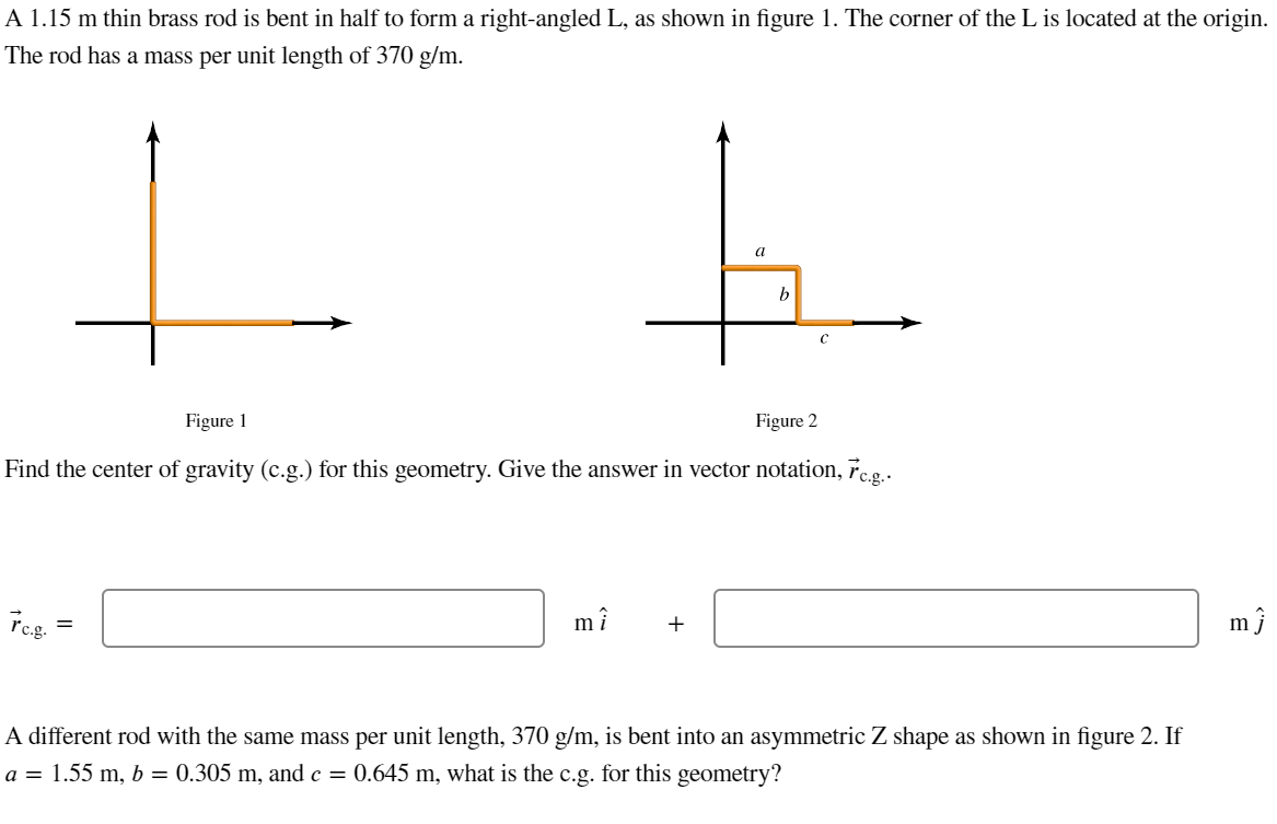 Solved A 1.15 m thin brass rod is bent in half to form a