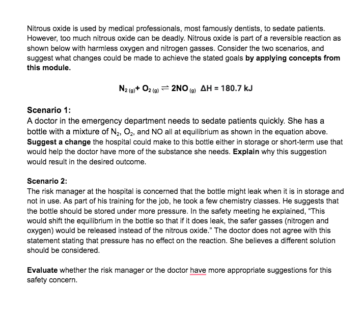 Solved Nitrous oxide is used by medical professionals, most | Chegg.com