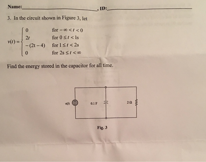 Solved In the circuit shown in Figure 3, let v(t) = {0 for | Chegg.com