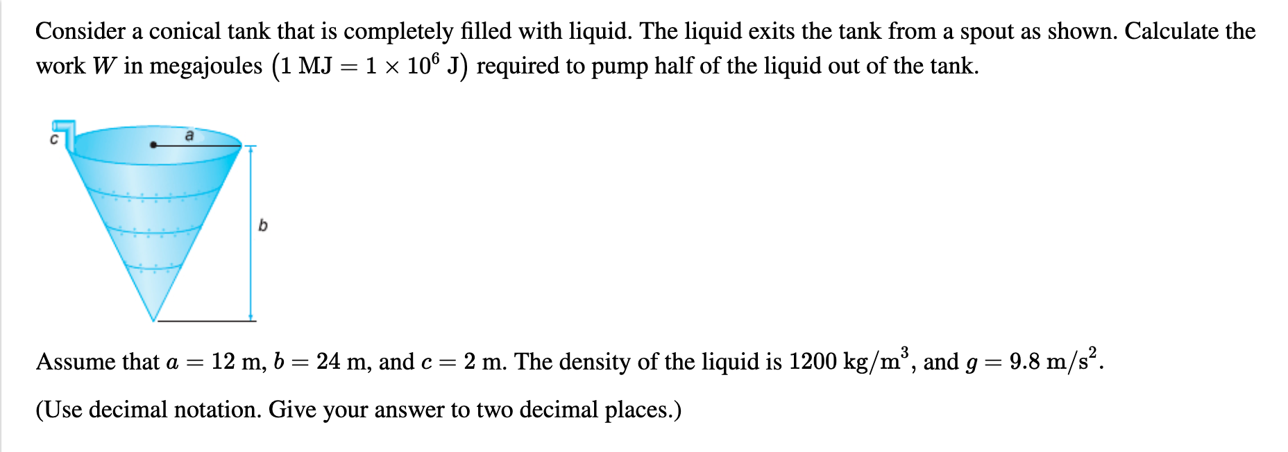 Solved Consider a conical tank that is completely filled