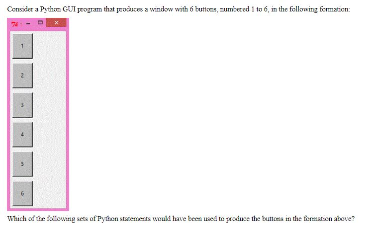 Solved Consider a Python GUI program that produces a window | Chegg.com