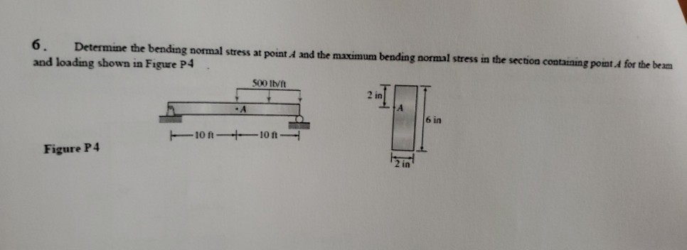 Solved 6. Determine the bending normal stress at point A and | Chegg.com