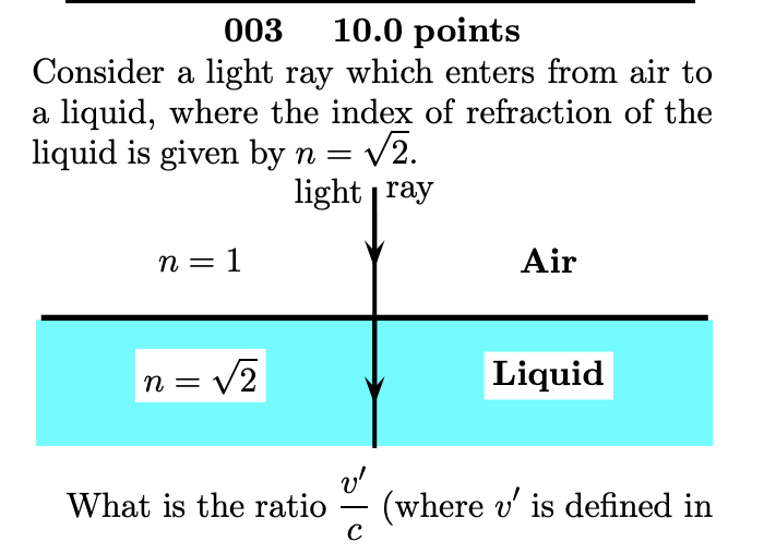 Solved Consider a light ray which enters from air to a | Chegg.com
