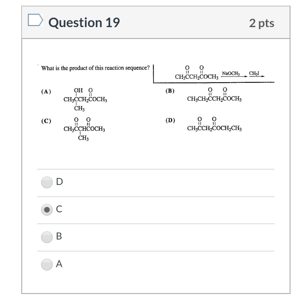 Solved Question 19 2 pts What is the product of this | Chegg.com