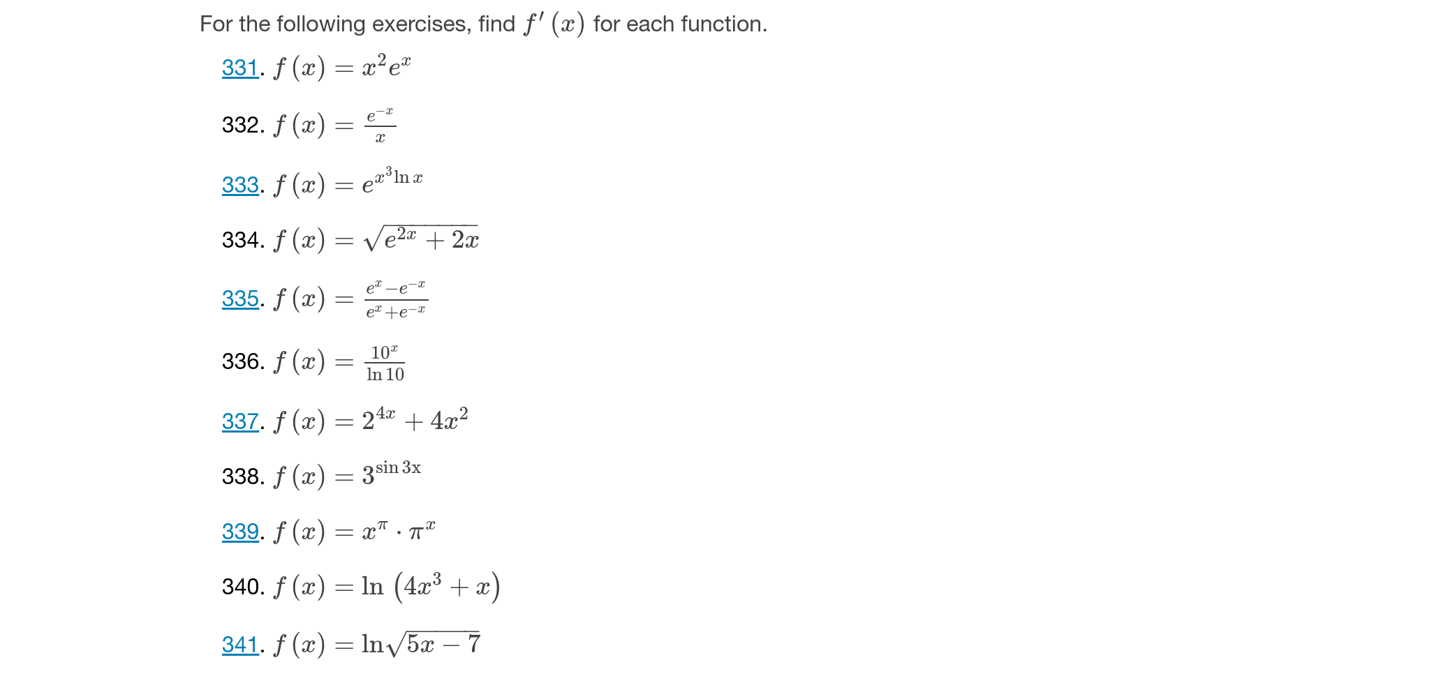 Solved For the following exercises, find f′(x) for each | Chegg.com