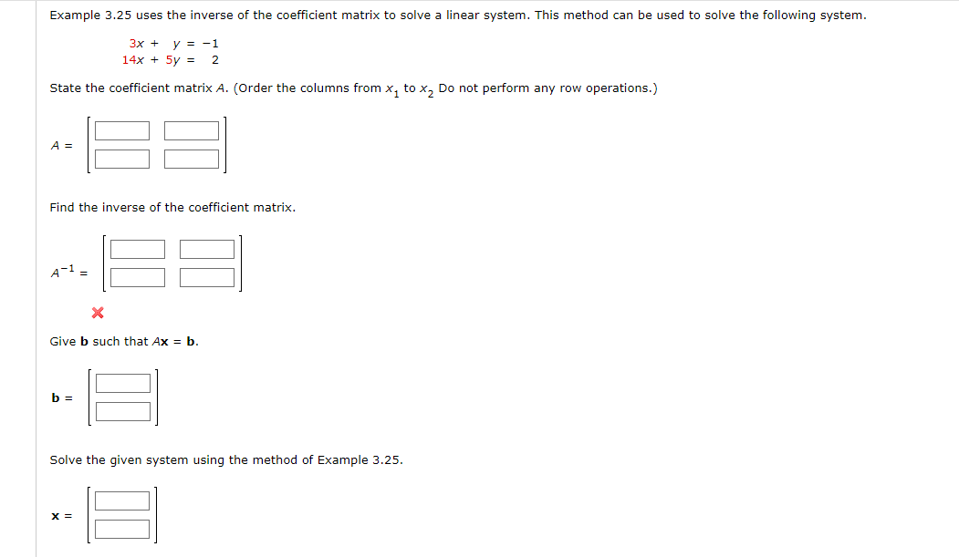 Solved Example 3.25 uses the inverse of the coefficient | Chegg.com