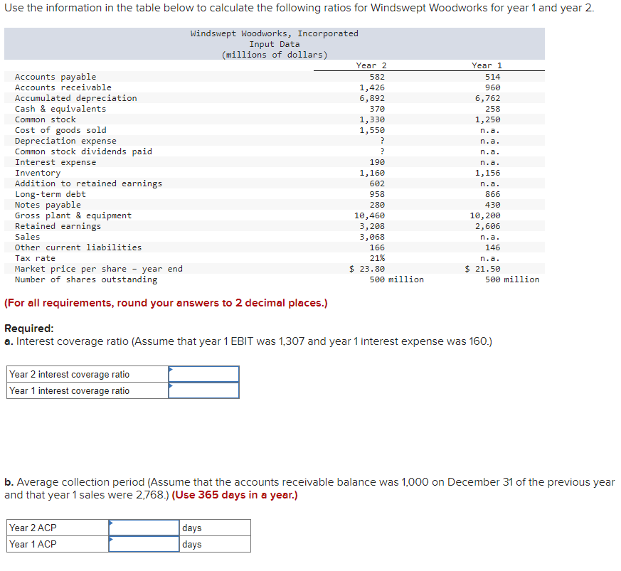 Solved C. Current Ratio Year 2 Current Ratio: Year 1 Current | Chegg.com