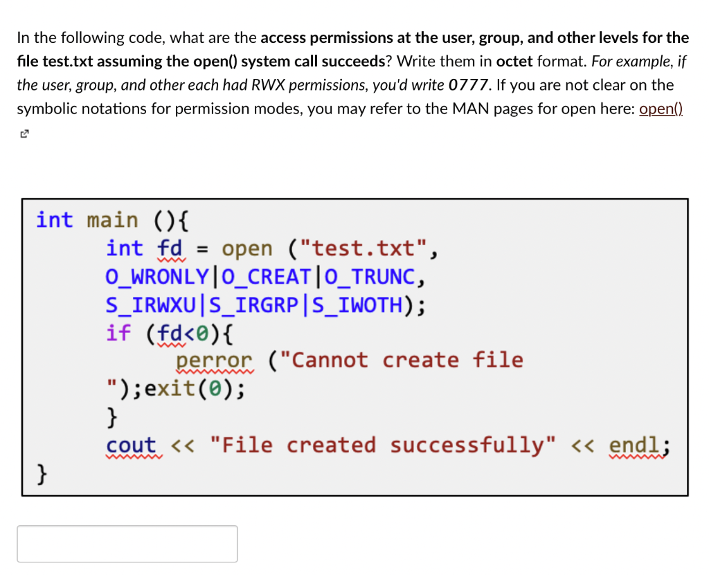 Solved In the following code, what are the access | Chegg.com