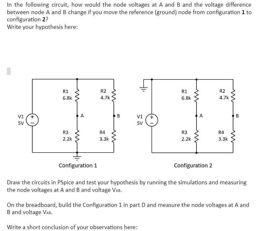 Solved In the following circuit, how would the node voltages 