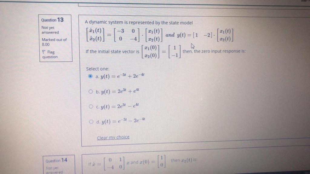 Solved A dynamic system is represented by the state model | Chegg.com
