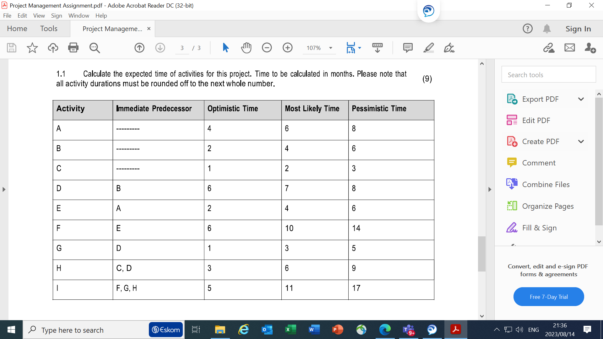 Solved Project Management Assignment.pdf - Adobe Acrobat | Chegg.com