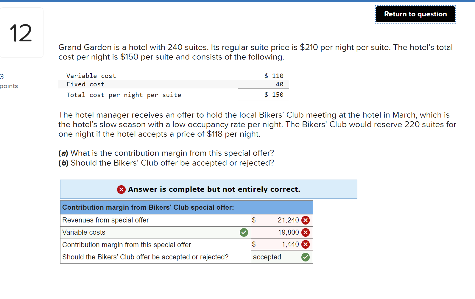 Solved Return to question 12 Grand Garden is a hotel with