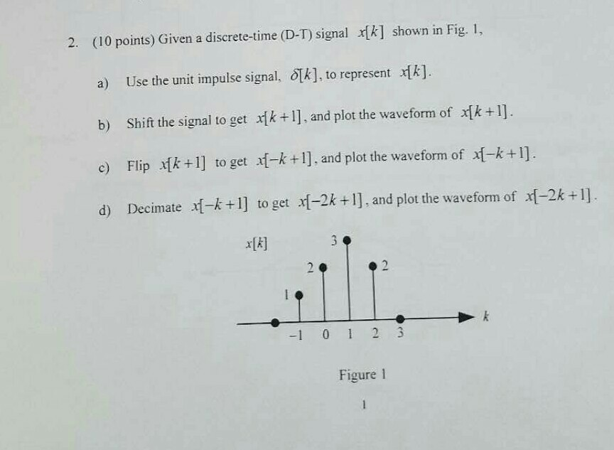 Solved 2. (10 points) Given a discretetime (DT) signal k