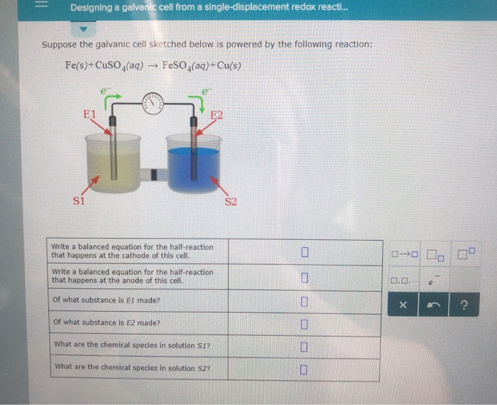 Solved Designing a galvanic cell from a single-displacement | Chegg.com