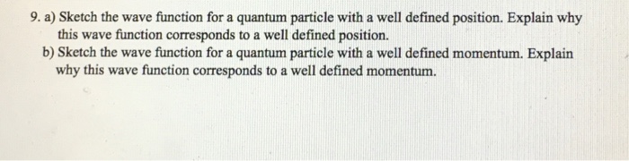 Solved 9. a) Sketch the wave function for a quantum particle | Chegg.com