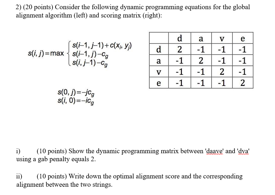 2) (20 points) Consider the following dynamic | Chegg.com