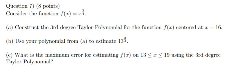 Solved Question 7) (8 points) Consider the function f(x) = | Chegg.com