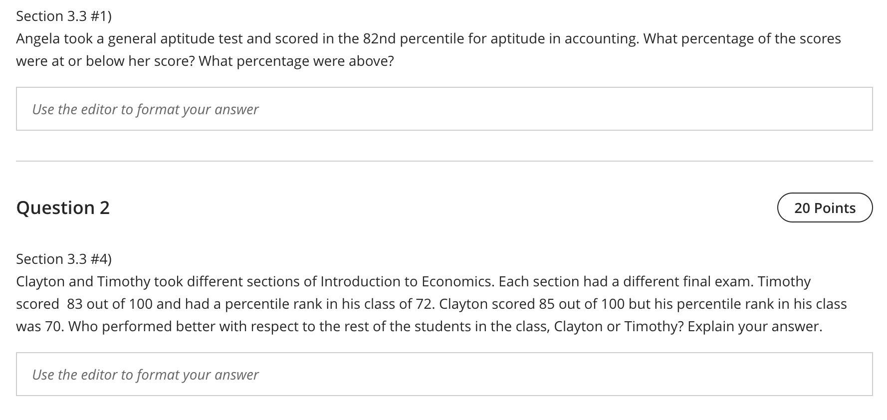 Solved Section 3.3#1 ) Angela took a general aptitude test | Chegg.com