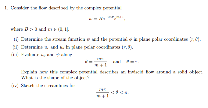 1. Consider the flow described by the complex | Chegg.com