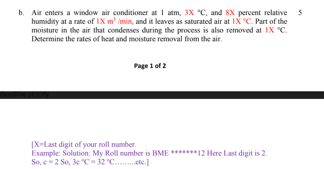 Solved 5 b. Air enters a window air conditioner at 1 atm, 3X | Chegg.com