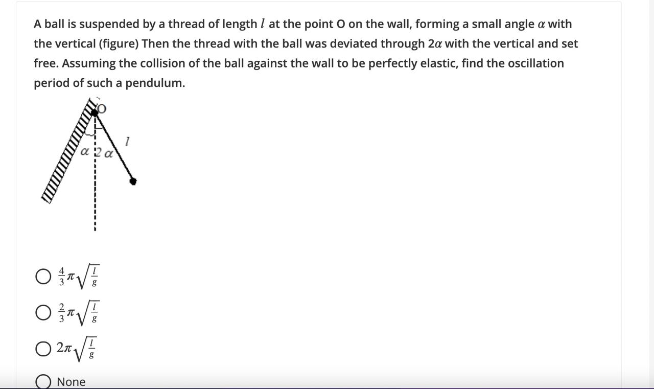 Solved A ball is suspended by a thread of length l at the | Chegg.com