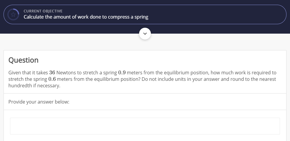 Solved CURRENT OBJECTIVE Calculate the amount of work done | Chegg.com