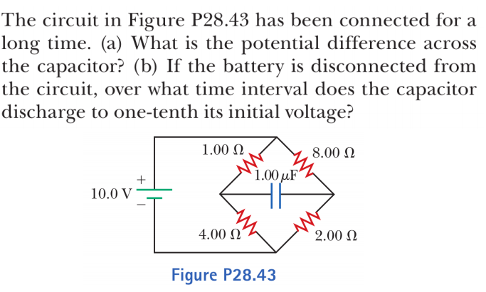 Solved The circuit in Figure P28.43 has been connected for a | Chegg.com